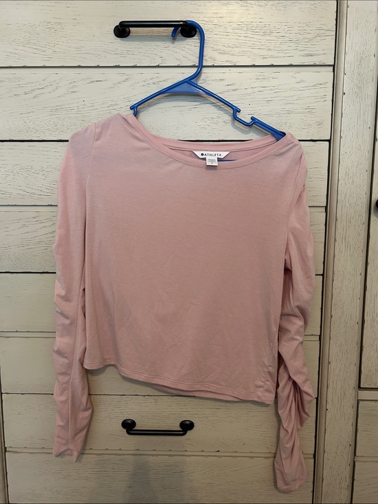 Athleta Tops - Athleta Small Pale Pink Long-Sleeve Crew Top with ruffle sleeves